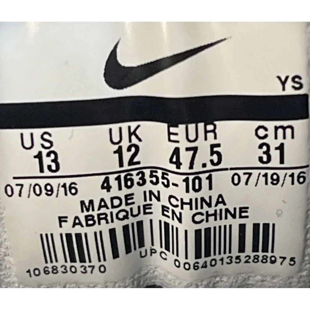Nike Air Monarch IV White Black Red Athletic Shoes 416355-101 Men Size‎ 13